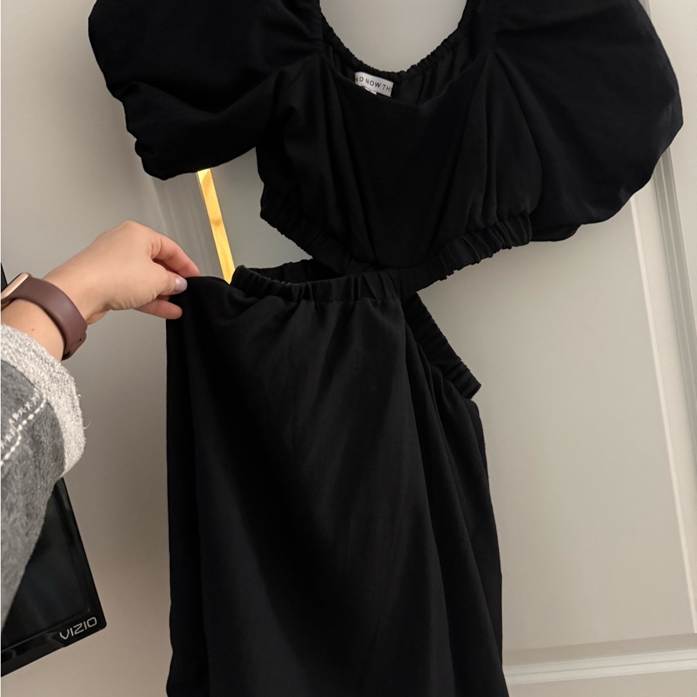 Elegant Black Puff Sleeve Mini Dress